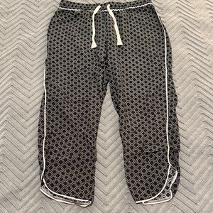 Stars Above Black and White Diamond Pattern Cropped Pajama Pants